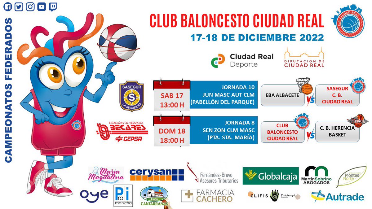 CBCiudadReal's tweet photo. 🚨Partidos de este fin de semana❤️🏀 Escuela y federados… Viviendo un momento especial y muy importante para nuestro Club 🔜😊

#JuegaConCEBE 
#BECARES 
@SasegurSL 
@SomosGlobalcaja 
@CR_Deporte https://t.co/IQApBZx4mt