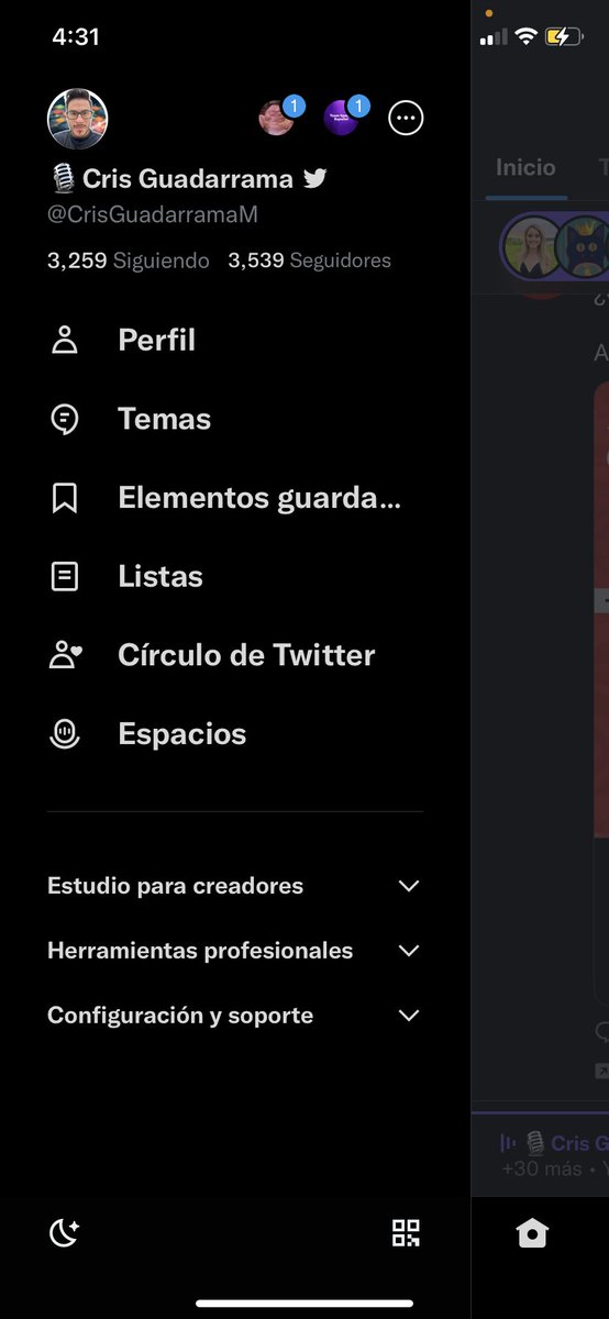 CrisGuadarramaM's tweet photo. Termina el #Spaces de prueba y el icono de #TapSpaces regresa a su posición original. En la segunda imagen, el icono aparece en la barra lateral, esto minutos después de que se restablecieran los #Spaces … https://t.co/p3S2lbxhHQ