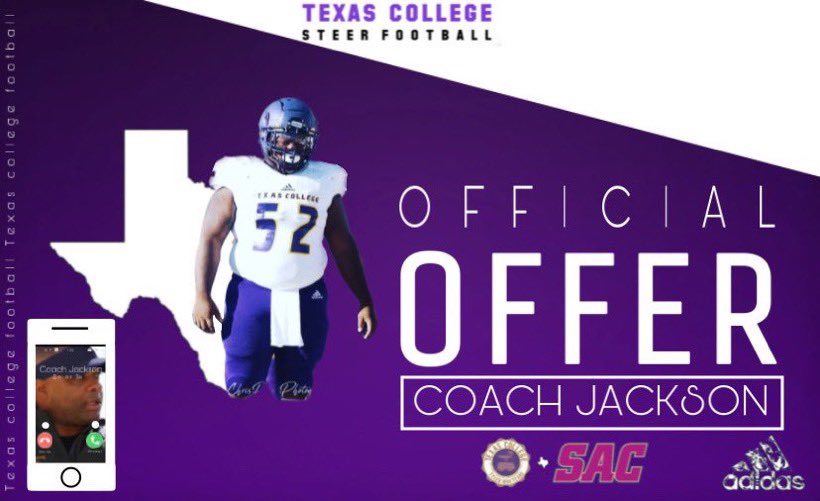 Thank you Lord🙏🏾. I am highly blessed to receive an offer to play football at Texas college. Thank you <a href="/Coach_JJackson2/">Coach Jarrail Jackson</a> for the opportunity and taking the time to recruit me! <a href="/CoachEO2/">Efe Osawemwenze II 🇳🇬 🇺🇸</a> <a href="/CoachLWig/">Lee Wiginton</a>