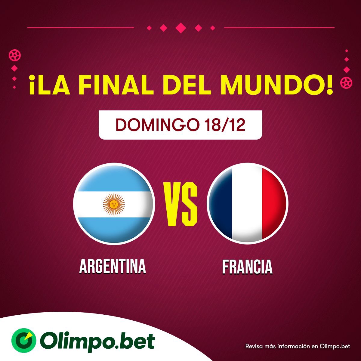 2010MisterChip's tweet photo. 🇦🇷 Messi se va a convertir en el hombre con más partidos jugados (26) en la historia de la Copa del Mundo.

🇫🇷 Francia es el primer vigente campeón mundial europeo en una final de la Copa del Mundo desde 1938 (Italia).

Juega en @olimpo_bet 👉 https://t.co/ZYBak4qQWf https://t.co/6RrLdHiquG
