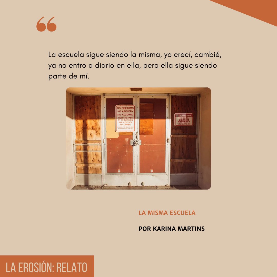 revislaerosion's tweet photo. Mención en el concurso de Aguafuertes 2022.

✍🏻"La misma escuela", escrito por Karina Martins, estudiante de Lengua y Literatura (1°27).

👉🏻Link en bio. https://t.co/wxjcBg7LJj
