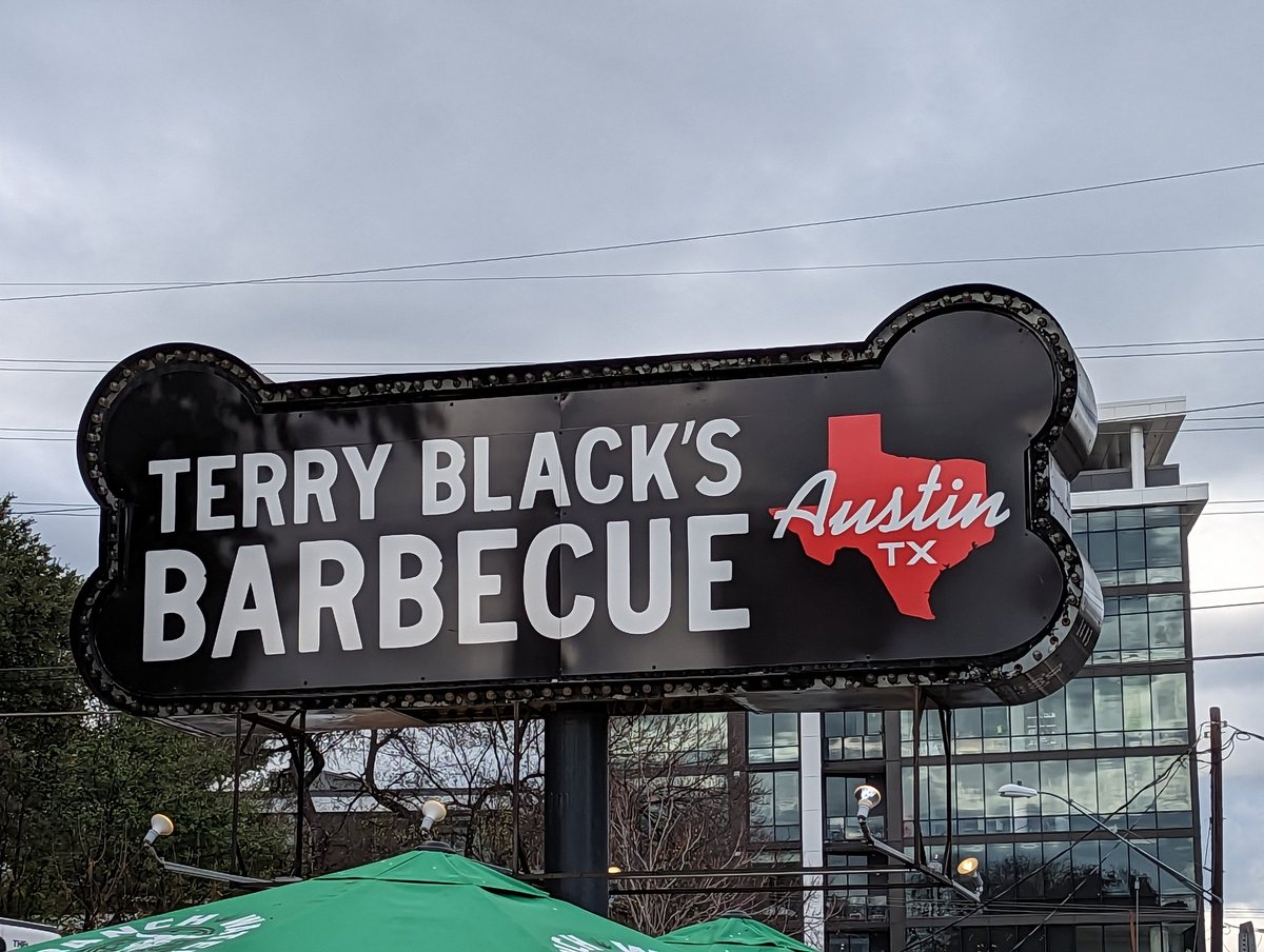 Terry Black's Barbecue.. early enough in line to get burnt ends appetizer before the big sampler...