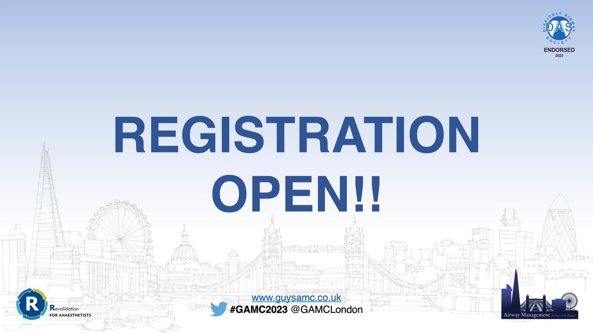 ⚡️NEWS FLASH - Registrations for #GAMC2023 are now OPEN!!! 

🎫bookcpd.com/course/gamc202…
📅22nd-23rd June
📍Guy's Hospital &amp; online

Be sure to register early to avoid disappointment!!