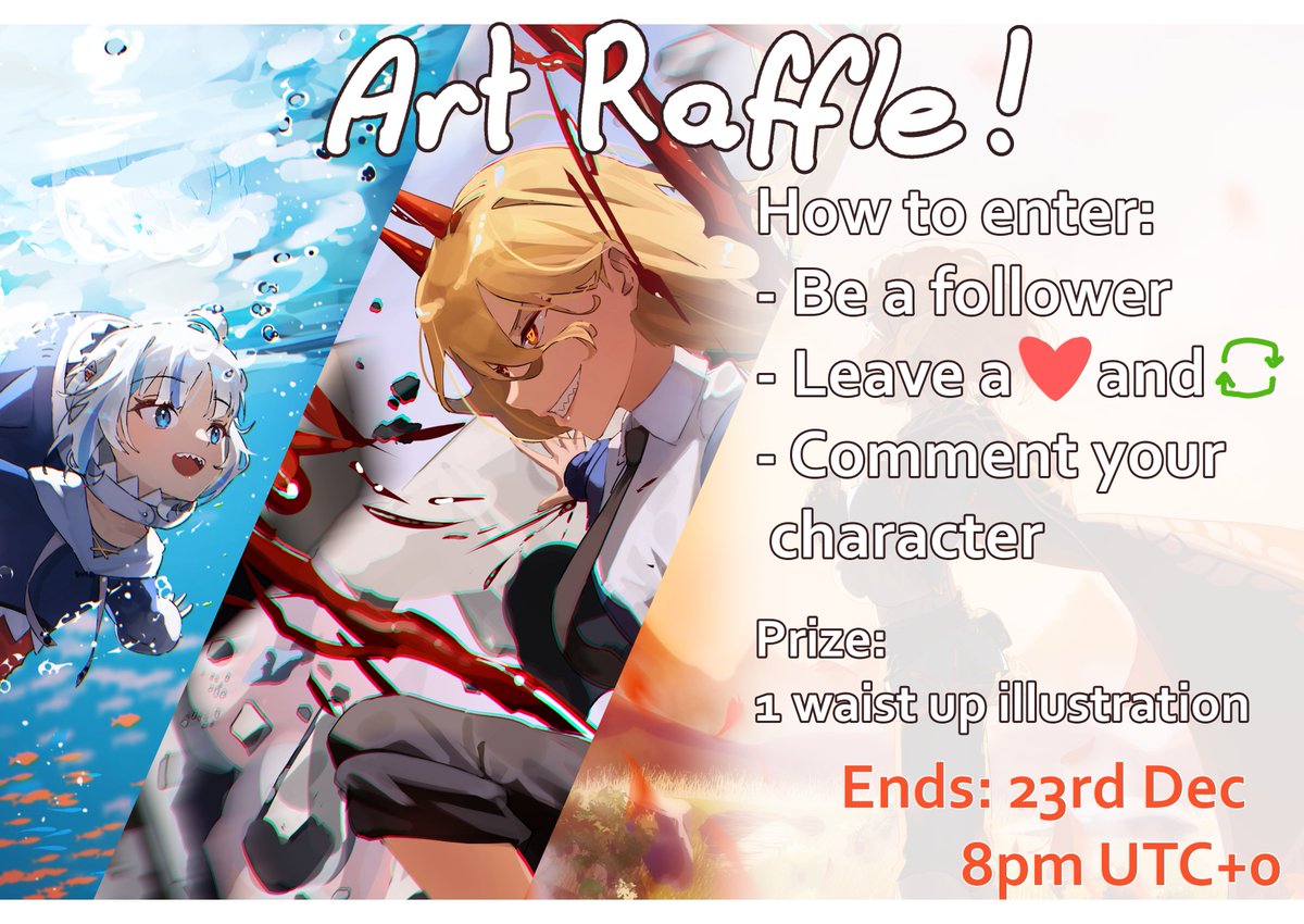 ✨1K FOLLOWERS ART RAFFLE✨

Rules and additional info are in the image below
I will post a screenshot of the winner and slide into dms so make sure they are unlocked👀

Thank you for hitting 1k and good luck everyone 😭🙏