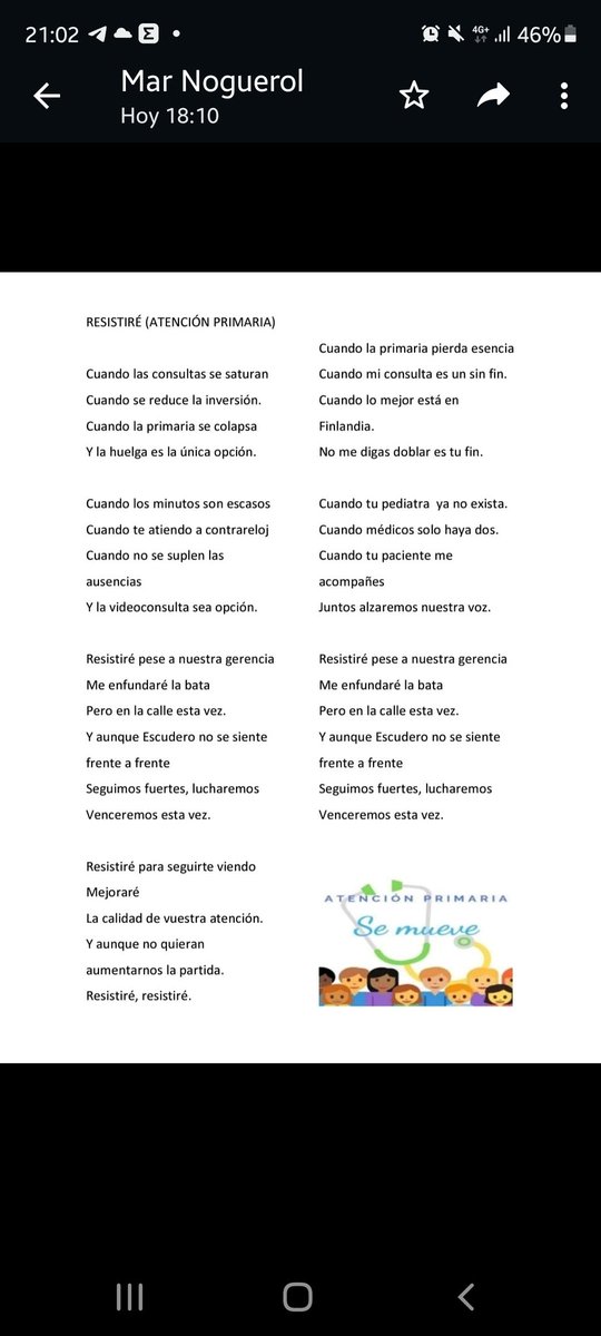 apsemueve's tweet photo. Resistiremos!  #HuelgaAtencionPrimaria   #YoApoyoAPrimaria 
🎵Resistiré xa seguirte viendo
Mejoraré la calidad d vuestra atenc
Y aq no quieran���️la partida
Resistiré,Resistiré
Cdo tú pediatra ya no existas
Cdo médicos sólo haya2
Cdo tú pcte me acompañes
Juntos alzareros ntra voz🎶 https://t.co/7eiUIwbN3b