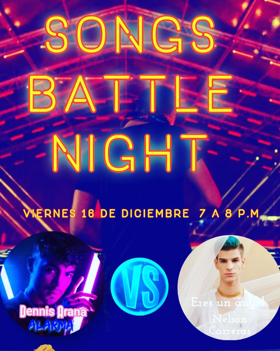¿Están listoooos? 🔥🔥🔥
Esta noche 4L4RM4 de <a href="/_DennisArana/">Dennis Arana</a> 🆚 ERES UN ÁNGEL de <a href="/SoyNelsonC/">Nelson Carreras Oficial</a> 🔥🔥🔥
Inicio: 7:00 pm a 8:00 pm. 

Vota aquí respondiendo el nombre de tu canción fav, en nstro WhatsApp o post de INSTAGRAM. 

Da RT, sigue la radio y al artista para que sea válido.
