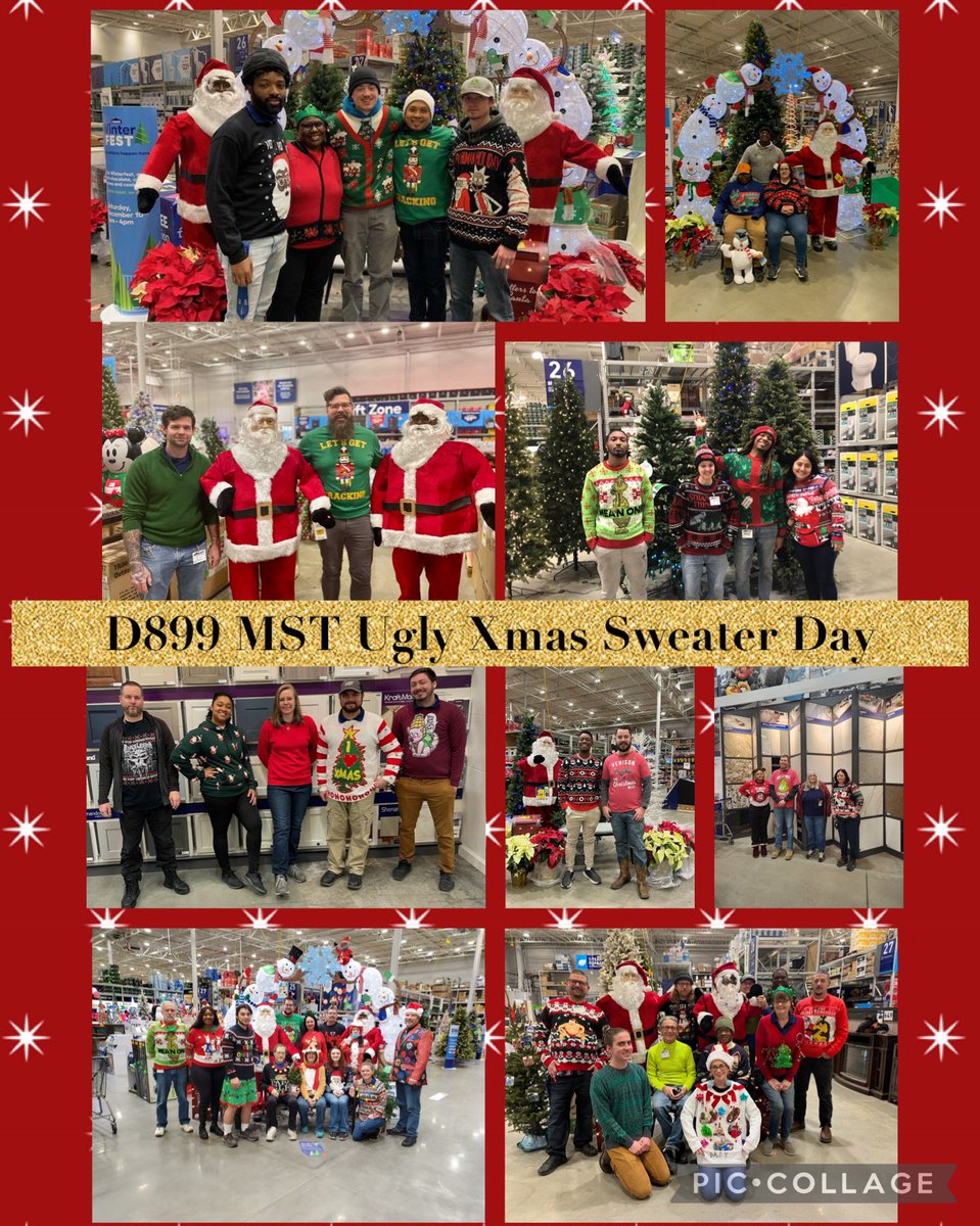 Another GREAT D899 MST Spirit day in the books, yall.  UGLY Christmas sweaters and team spirit galore.  Happy Holidays from D899 MST, folks! <a href="/BlueBoxR1/">@BlueBoxR1</a> <a href="/BenitoKomadina/">Benito.Komadina@Lowes</a> <a href="/MYoungsonLowes/">Michael Youngson</a> <a href="/899Mst/">Shannon mst 899</a> <a href="/CrystalNeels/">crystal neels</a> <a href="/steveyoung456/">Steve Young</a>