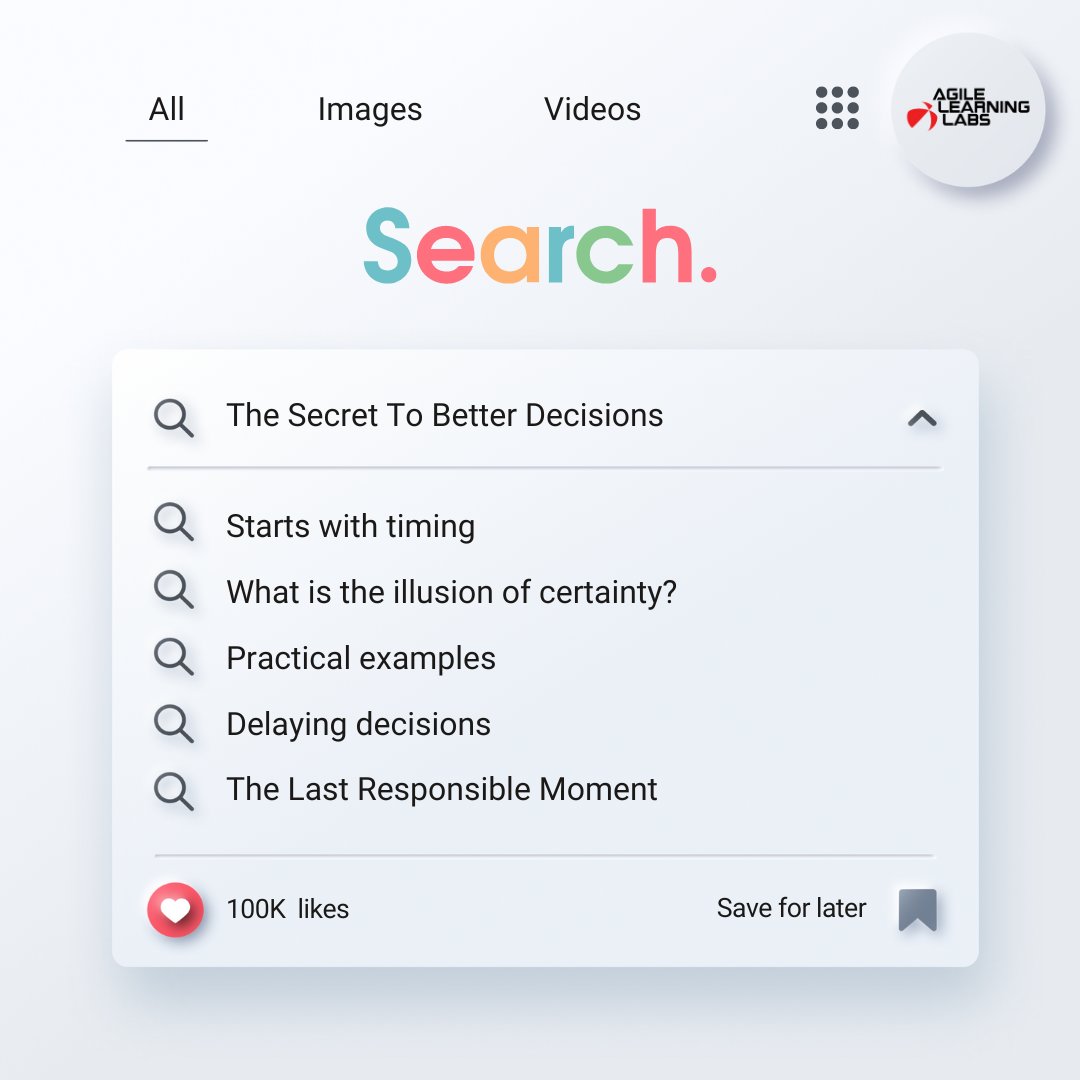 Want to make decisions that lead to better outcomes? The timing of when you make your decision will have a big impact on how well things work out. It turns out that delaying your decision til the last possible moment is the secret. Learn more. bit.ly/3EpsPAi