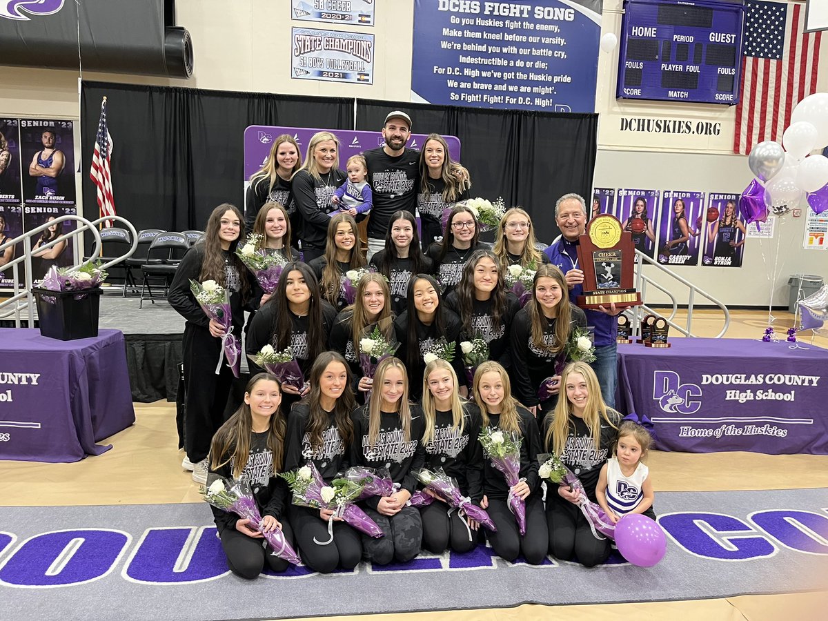 CountyADShuck's tweet photo. Celebrating our State Champions today - The cast and crew of “The 39 Steps” and our Class 5A Cheer champions. What a GREAT WAY to end our first semester!! #HuskiePROUD #CountOnCOUNTY https://t.co/Coa6HeCERY