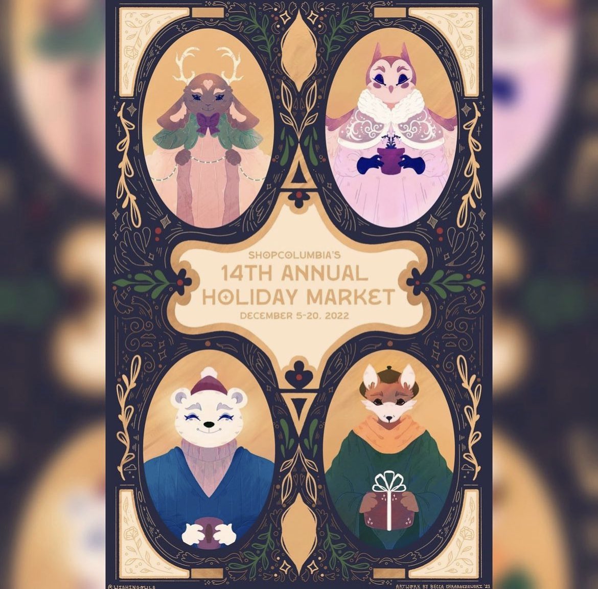 MEET THE ARTIST
Becca Chrabaszewski of WishingOwls
she/they
Illustration, 2023

Every year ShopColumbia commissions an original illustration to promote our Holiday Market. Get to know this year's illustrator!
shop.colum.edu/blogs/announce…
#ShopColumbia #HolidayMarket2022 #ColumbiaChi