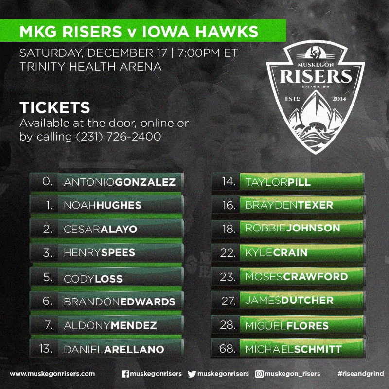 MuskegonRisers's tweet photo. Here are the Risers who will represent MKG in the home opener TONIGHT! #togetherrising https://t.co/lMOZu51gIH