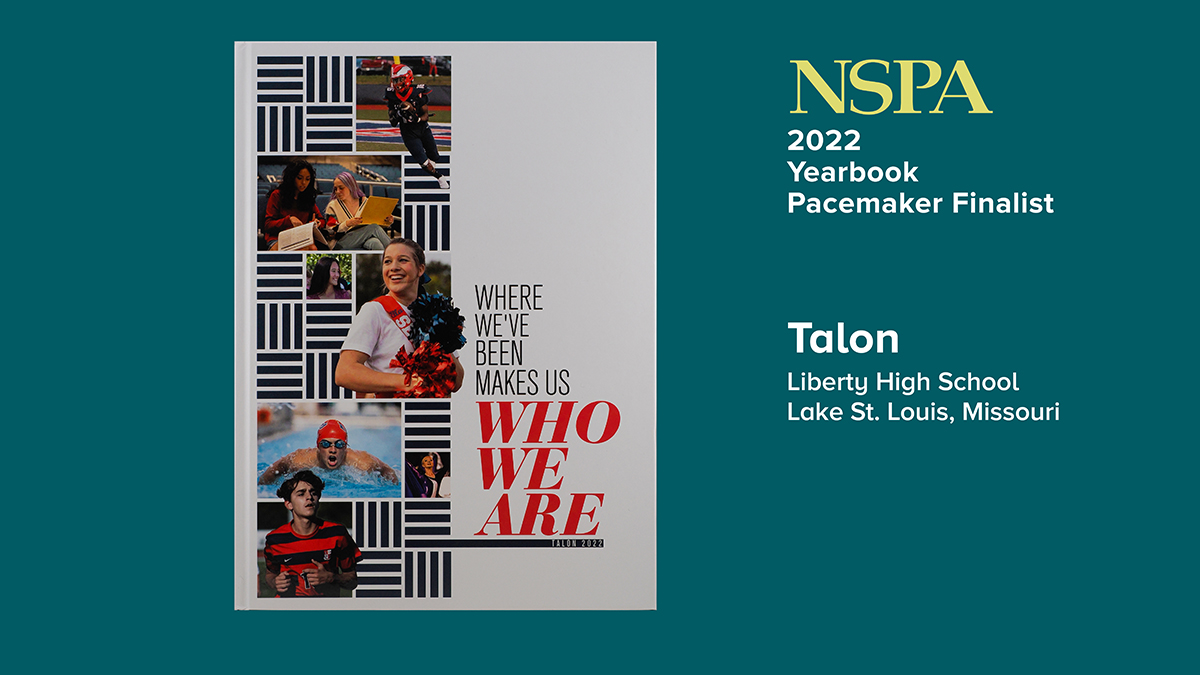 NSPA's tweet photo. Congratulations to Talon, Liberty High School — NSPA Yearbook Pacemaker finalist!
@LHSJourn   https://t.co/e77KSRQbuD https://t.co/UhPhdEJh2L
