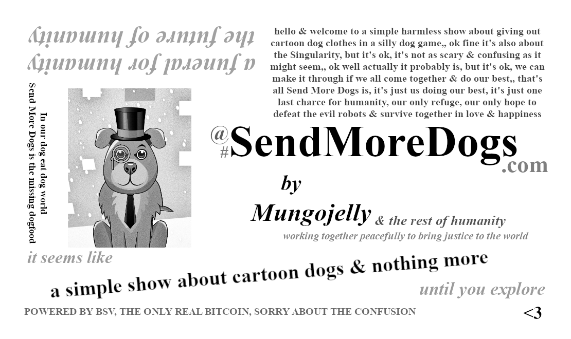 SendMoreDogs's tweet photo. here's my first design for a Send More Dogs business card, which i'll be passing out to people irl!!🕴️🐶🕴️🐶🕴️🐶🕴️ https://t.co/E4MlTIhTxy