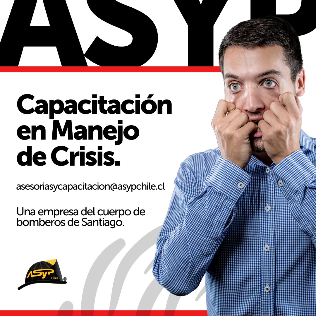 ASPChile's tweet photo. ¿Conoces la capacitación en Manejo de Crisis? 

Comprende cómo reaccionar de forma oportuna y adecuada con el fin de minimizar el impacto emocional de alguna situación de emergencia, ya sea social o corporativa. Escribiéndonos a asesoriasycapacitacion@asypchile.cl.  

#Bomberos https://t.co/96nTL7Unef