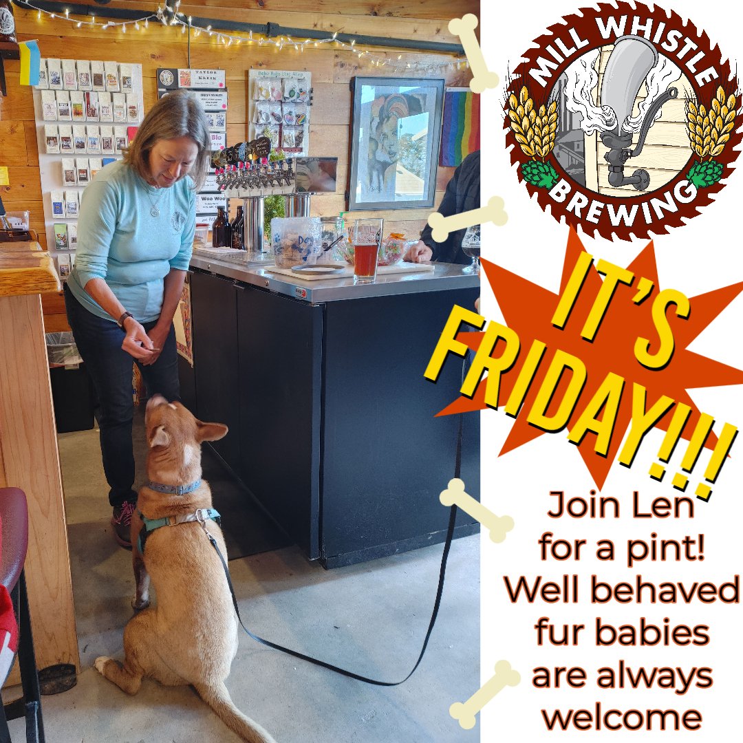 It's Friday, I'm pretty sure you deserve a pint, and Len is ready to pour you one! Don't worry she has something for your furry friend as well!

#millwhistlebrewing #allarewelcome #drinklocal #beaufortnc #nccraftbeer #ncbeer #ncbrewery #brewery #shoplocal #petfriendly