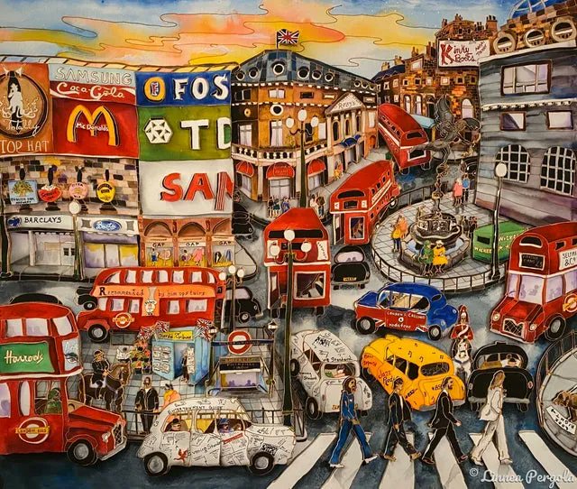 LinneaPergola's tweet photo. This is a 3D print taken from my original silk painting of Piccadilly Circus. #3Dprint #3d #london #piccadillycircus #londonbusses #thequeen #humor #funny #travel #thebeatles  To see this 3D print by @LinneaPergola  
https://t.co/a2t9nYXDoT https://t.co/uvEjVd7rfl