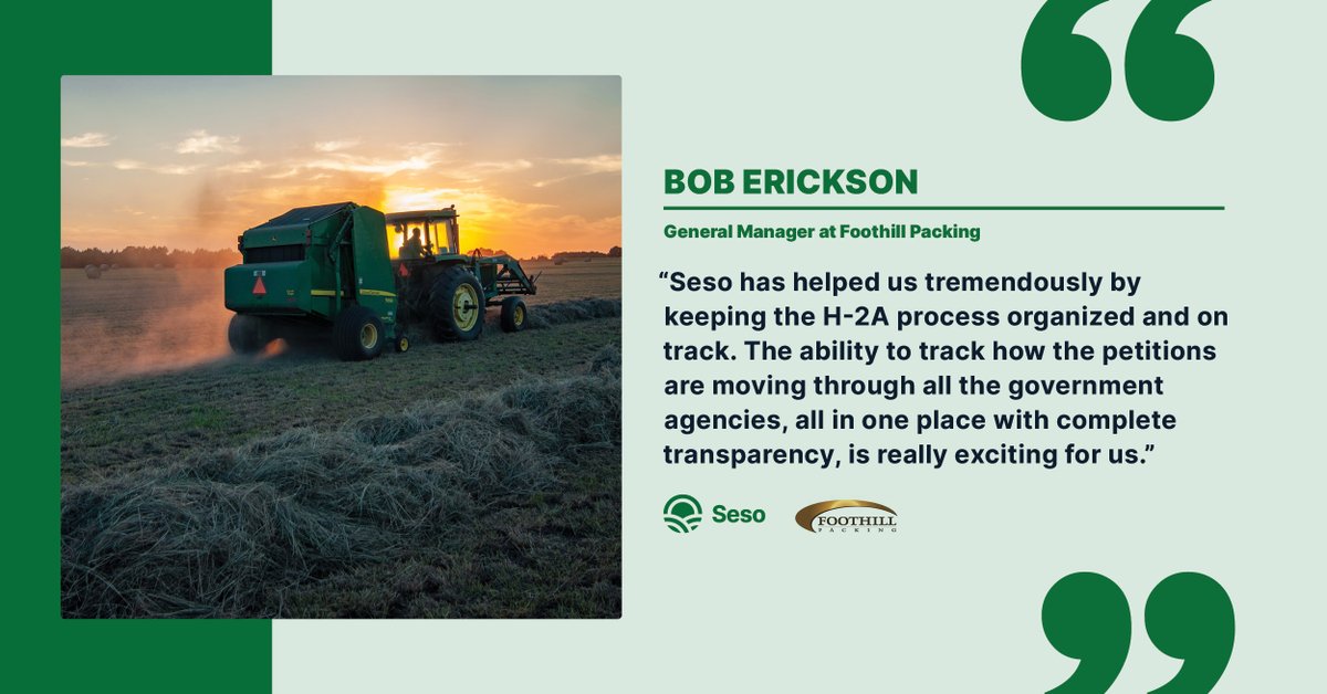 Seso (@sesolabor) on Twitter photo Learn how Farm Labor Contractor (FLC) <a href="/foothillpacking/">Foothill Packing </a> has digitally transformed its large scale H-2A process and onboarding. The company can now be audit ready in hours, instead of needing three weeks.
Customer Story: bit.ly/3HMbEen
#h2a #agriculture #farming #audit Learn how Farm Labor Contractor (FLC) <a href="/foothillpacking/">Foothill Packing </a> has digitally transformed its large scale H-2A process and onboarding. The company can now be audit ready in hours, instead of needing three weeks.
Customer Story: bit.ly/3HMbEen
#h2a #agriculture #farming #audit