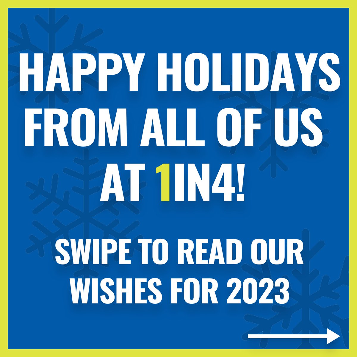 1in4coalition's tweet photo. Happy Holidays from all of us at 1IN4! Swipe to see our holiday wishes for 2023!
#1IN4 #1IN4Coalition #HappyHolidays #HolidayWishes #Disabled #Disability #DisabilityAwareness #Hollywood #Film #DisabilityInMedia #RepresentationMatters #DisabilityRepresentation #DEIA #AddTheA https://t.co/5ow5z7GKxW