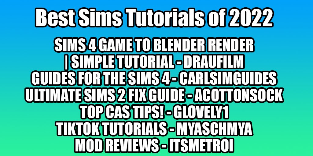 Simmers Awards on X: 41. Best Sims Tutorial Of 2022 Sims 4 Game To Blender  Render  Simple Tutorial - @draufilm Guides For The Sims 4 -  @CarlsSimGuides Ultimate Sims 2 Fix