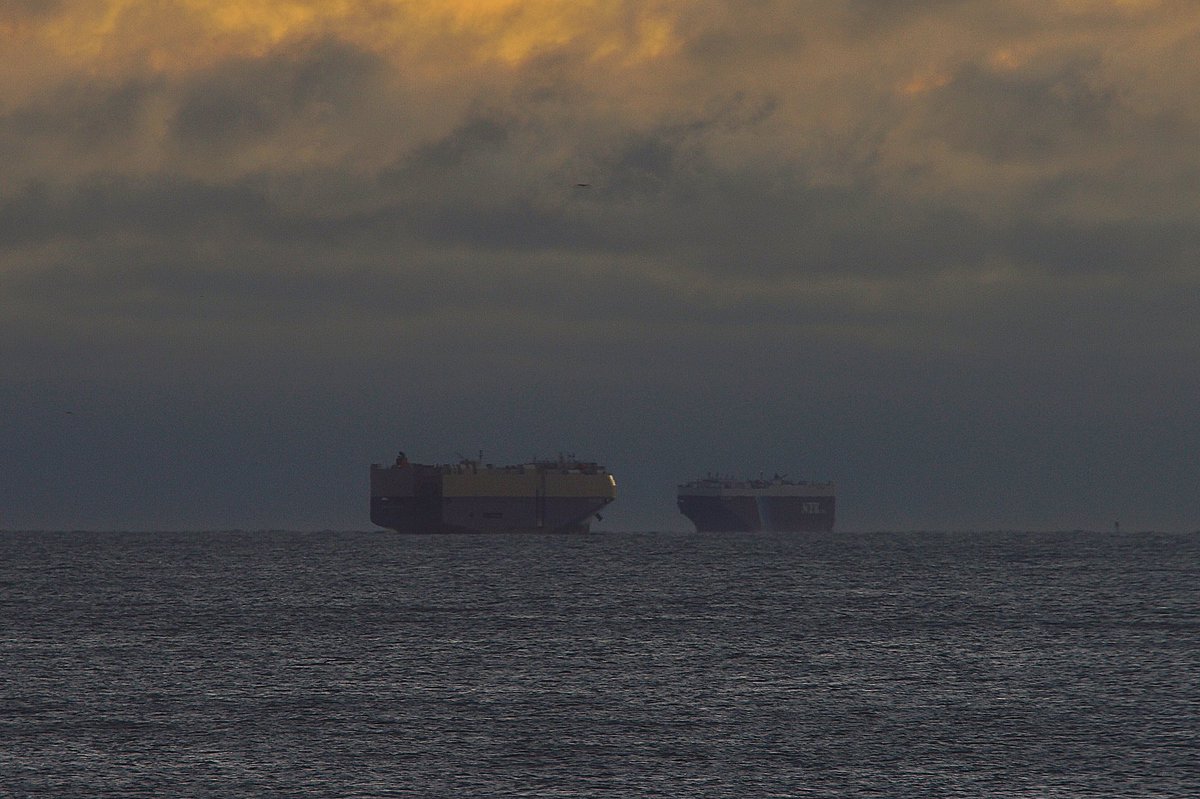 On the left the #OrchidAce IMO:9381677 en route to Charleston, South Carolina @SCPorts flying the flag of Japan 🇯🇵. And the #NYKLine #TritonLeader IMO:9553103 en route to Baltimore, Maryland @BShipspotting @BaltoChes flying the flag of Panama 🇵🇦. #ShipsInPics #VehicleCarriers