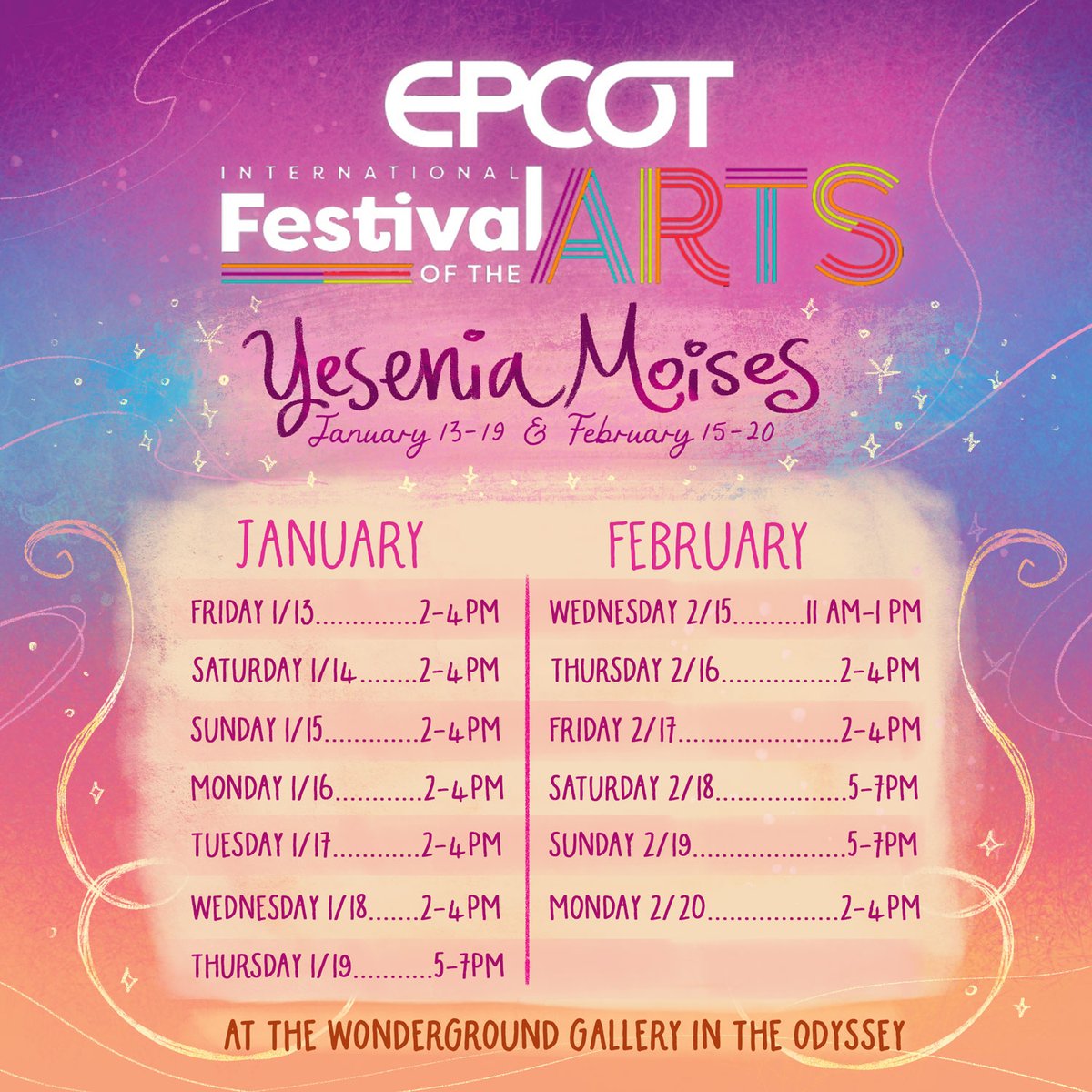 yeseniadraws's tweet photo. I'm thrilled to announce that I'll be participating in the 2023 Epcot Festival of the Arts! The Festival runs from January 13th thru February 20th I'll be making signing appearances in both January and February 💖✨💖 #ArtfulEPCOT https://t.co/LdSbPeV6fw