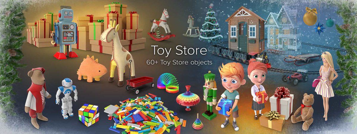 Adding holiday flair to your advertisements, graphic designs or photographs? Look to our Toy Store Collection for inspiration! Over 60+ winter themed toy and gift 3D objects, all easily rotated to the perfect angle. #graphicdesign #photobash pixelsquid.com/collections/to…