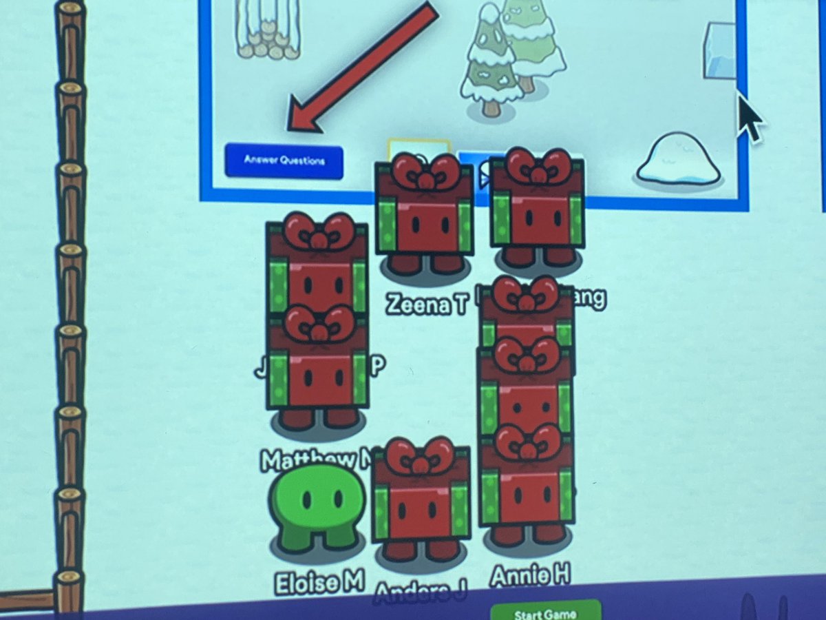 zzhanglfs67's tweet photo. We find a new way play gimkit. We are making Chinese characters with present 🎁 ! Thank you , @gimkit ! Happy holidays everyone! #dpm67 #wearedpm https://t.co/vm9vQbDnEx