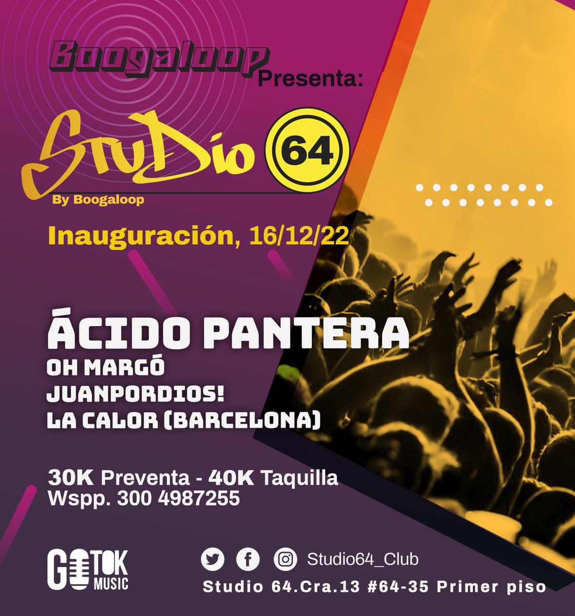 IvanAranega's tweet photo. Hoy se inaugura la nueva casa de la música en Bogotá, llega Studio 64 ¡todos invitados! #studio64 https://t.co/vM73TEwlqB
