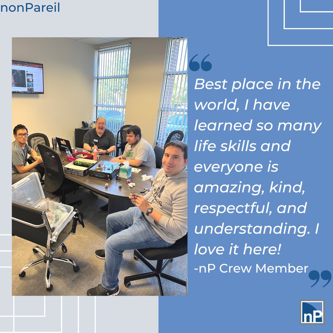 nPforAutism's tweet photo. 🌟This is the WHY behind our program.
Here's what a nonPareil Crew has to say about nP.
We are THANKFUL for the generosity of our community, including @ComericaBank Charitable Foundation.
Your support of our mission to #BuildBetterFutures for Adults with Autism will change lives. https://t.co/ogj7R2bHeS