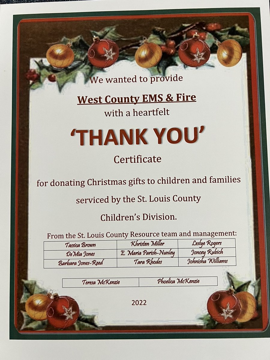 WCFirefighters's tweet photo. Just one of the six + trips of present for the St. Louis County Children’s Division. Thank you to everyone who was able to help make the holidays special for so many. https://t.co/eqOgSTakxY