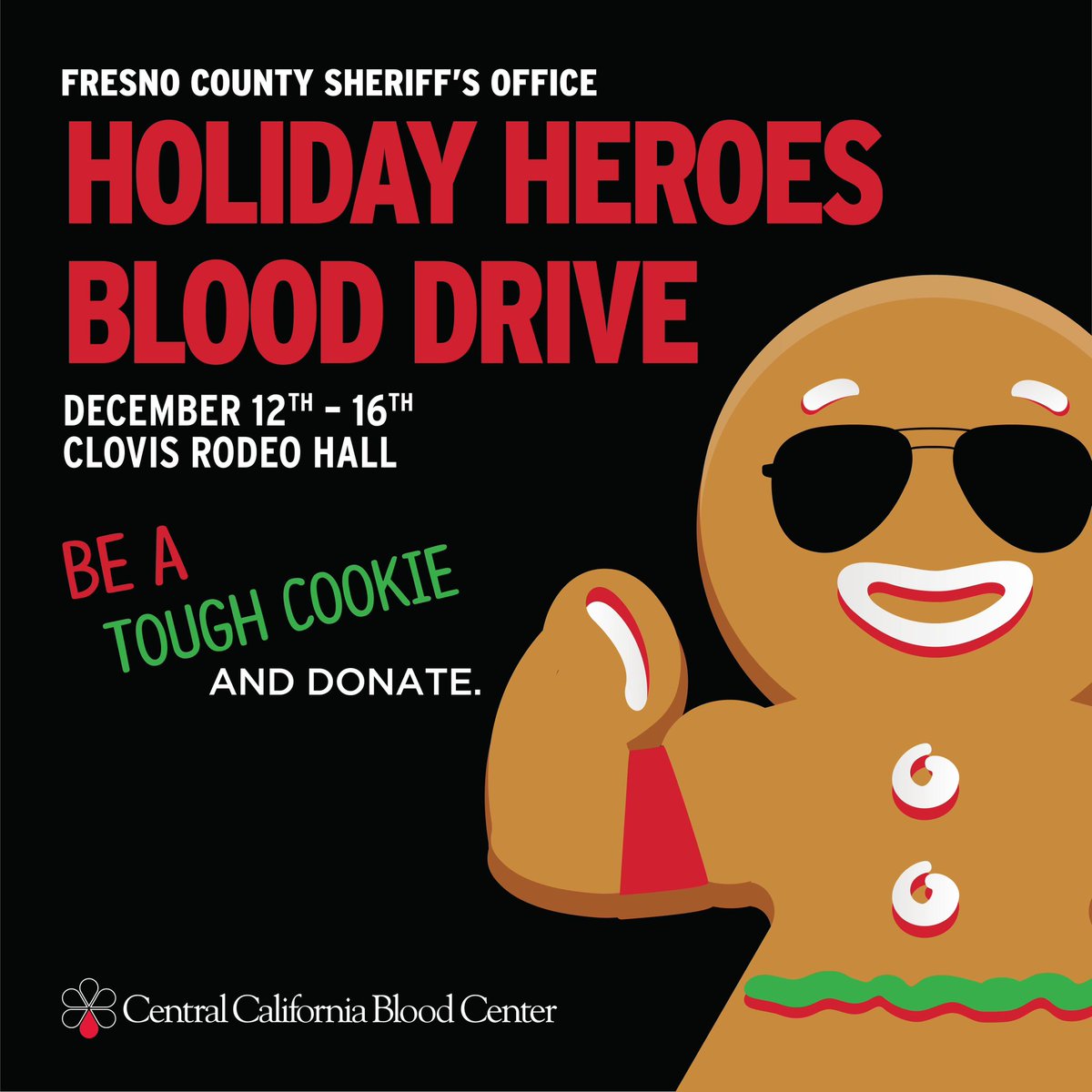 Happy Friday! Our final day of the   <a href="/FresnoSheriff/">Fresno Co Sheriff</a> Holiday Heroes Blood Drive just started! Walk ins are welcome and we will be taking donations until 6PM tonight at the Clovis Rodeo Hall. #holidayheroes #savelives <a href="/MargaretMims/">Margaret Mims</a>
