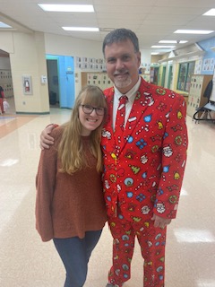 principalmesser's tweet photo. Love having my daughter in the building subbing and observing teachers.  Even better when her dad is dressed like this and I can embarrass her at school just like the old days - ha!  I got the "look" when she came in today.   @d2messer @liberty_messer https://t.co/LjHynkR6Zz