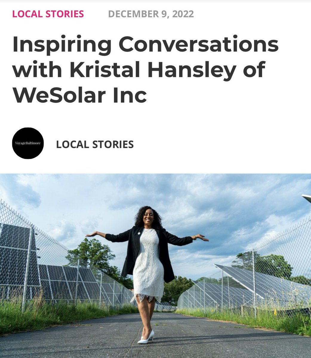 Curious about the “why” behind WeSolar? 👀 Check out this article featuring our CEO, Kristal Hansley, by Voyage Baltimore. ☀️

Read it now: bit.ly/3WjC5vS