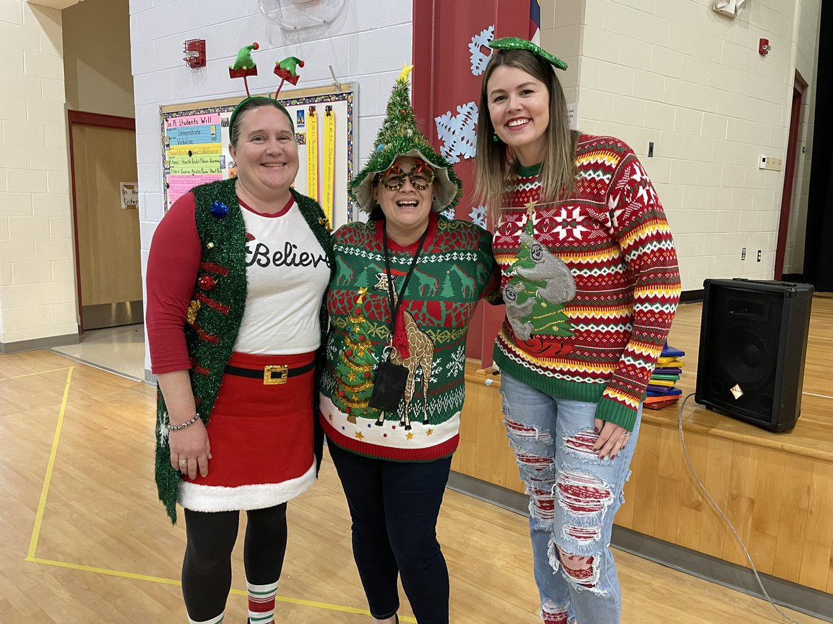 Check out HGES finalists for our annual “ugly” sweater contest. Congratulations to Mrs Lorion for taking home the trophy!!