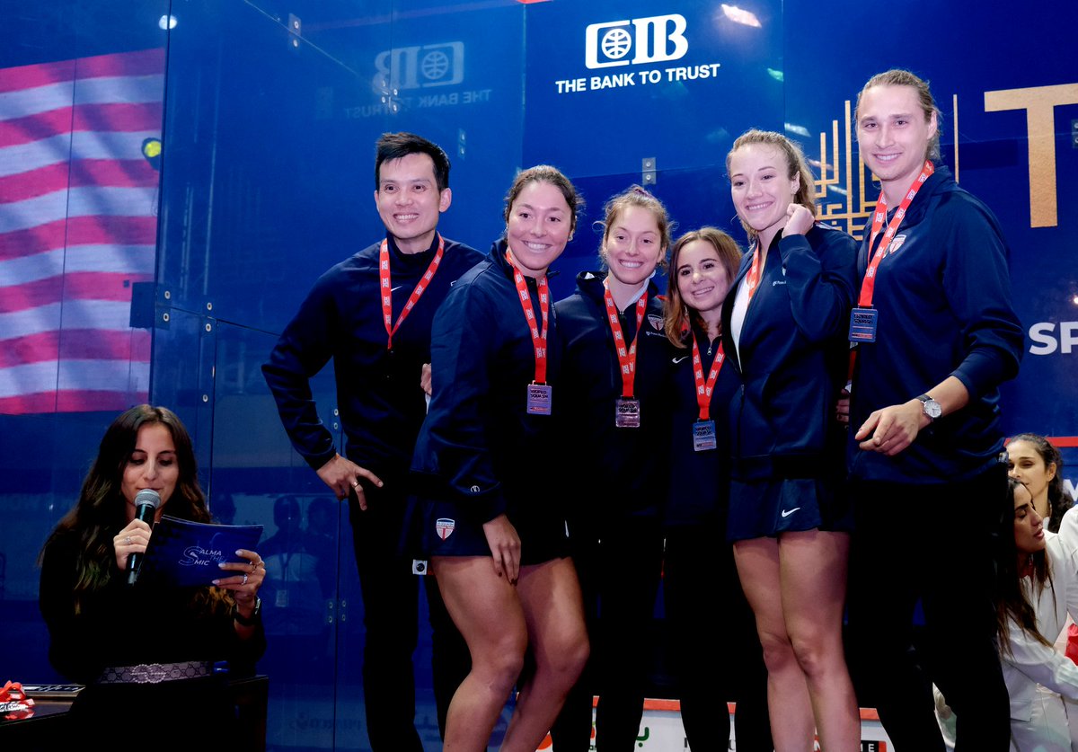 USSQUASH's tweet photo. 🥈🇺🇸
#TeamUSA will leave 🇪🇬 with their heads held high after securing a historic second place finish, the best U.S. result in any senior @WorldSquash World Team Championship.
Congratulations to 🇪🇬 on a 5⃣th #WSFWWT title
👏👏 https://t.co/aejn6k3HX6