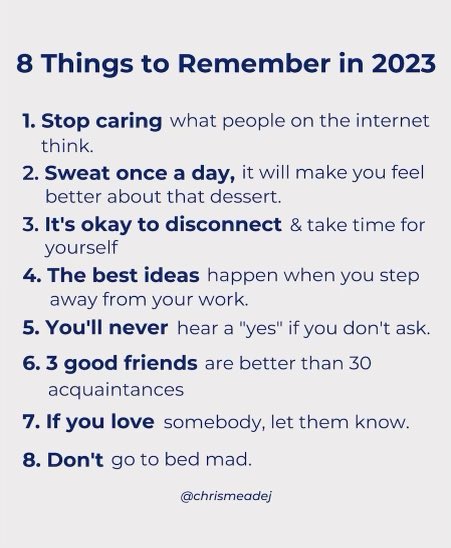 8 Things to Remember in 2023 🖊️