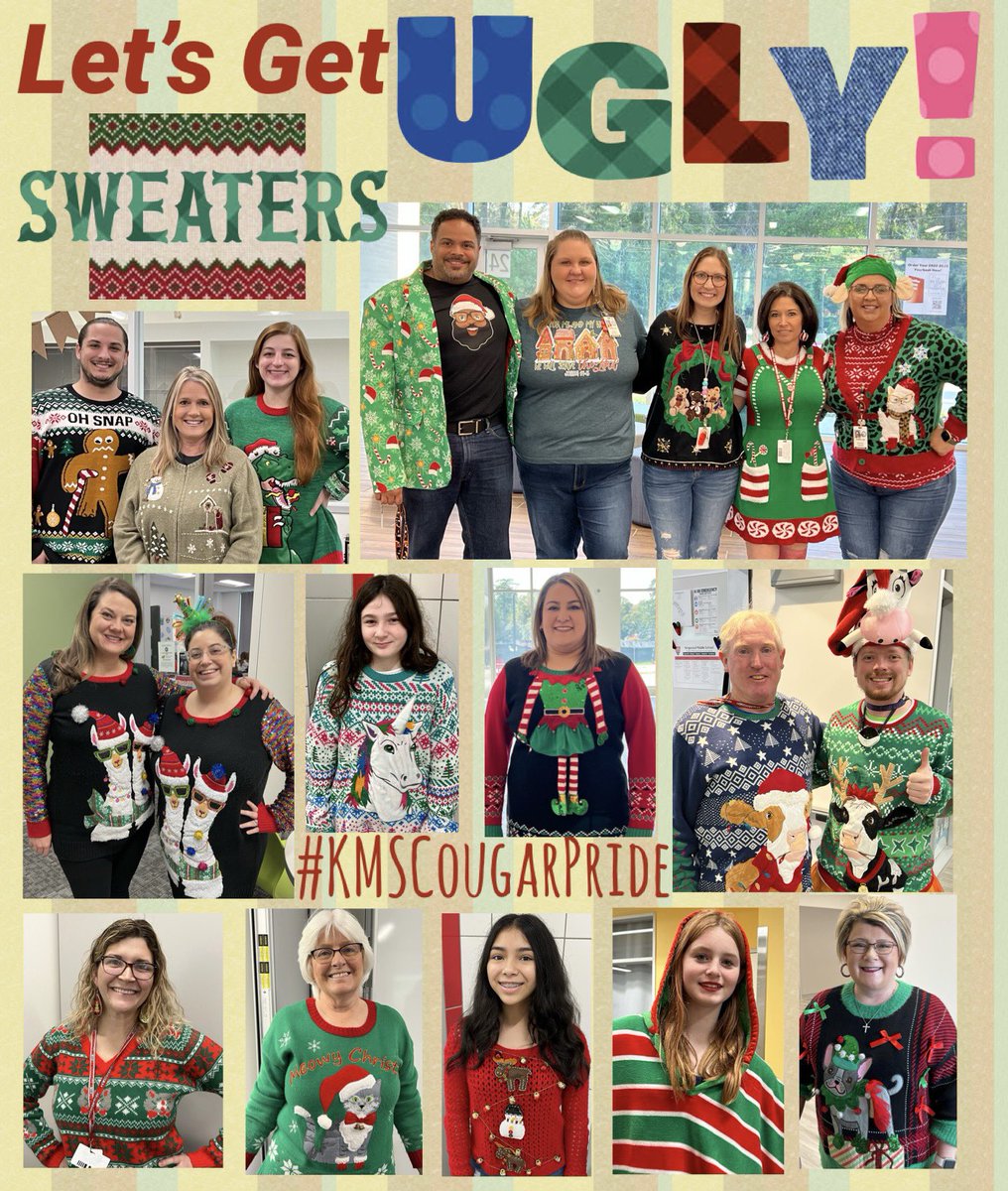 ❄️‘Tis the Season to Rock UGLY Sweaters!❄️ #KMSCougarPride #UglySweaterDay #LetsGetUgly