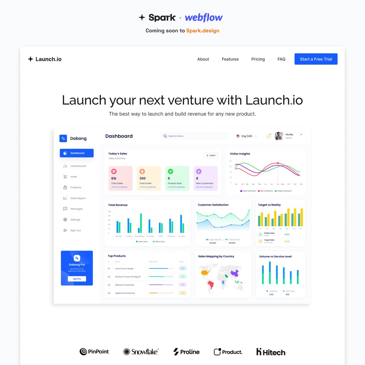 SparkDotDesign's tweet photo. 🚨 Just launched! 🚨 Our Launchio Webflow template, a one-page landing page for startups to launch a new website quickly, is now available for purchase in the Webflow template marketplace! 🚀 https://t.co/b7ht92dBFJ 

#webflow #webflowtemplate #websitetemplate #webdesign #startup https://t.co/gEYDPnyEOL