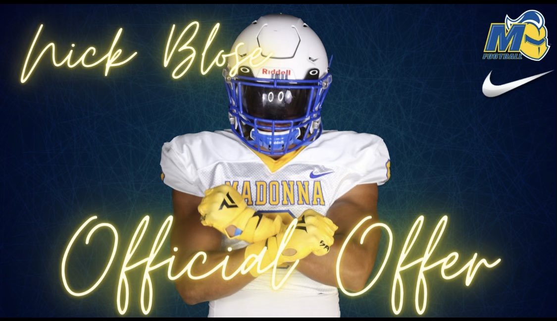 After having a great conversation with <a href="/Coachprince21/">Cp3 Coach Prince III</a>, I’m excited to announce I’ve received my third offer from Madonna University. Thank you <a href="/CoachHHaygood/">Herb Haygood</a> and <a href="/MUCrusadersFB/">Madonna Football</a> for the opportunity. #CrusaderNation <a href="/TheD_Zone/">The D Zone</a> <a href="/OLLathletics/">OLL Athletics</a>