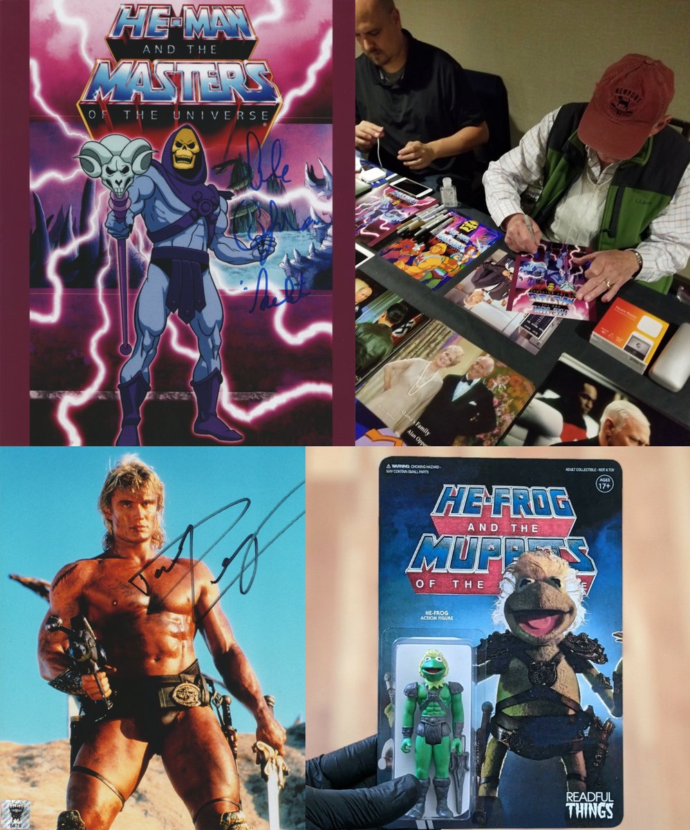 staytoonedfolks's tweet photo. Happy 40th @MastersOfficial!
#Skeletor 8x10 signed by Alan Oppenheimer at @ChillerTheatre, #HeMan 8x10 signed by @Dolph_Lundgren at @MonsterManiaCon & @Readful_Things #HeFrog 1/1 action figure, from our collection.
#MastersoftheUniverse #Mattel #DCComics #MOTU40 #FlashbackFriday https://t.co/6CiLRVqRXm