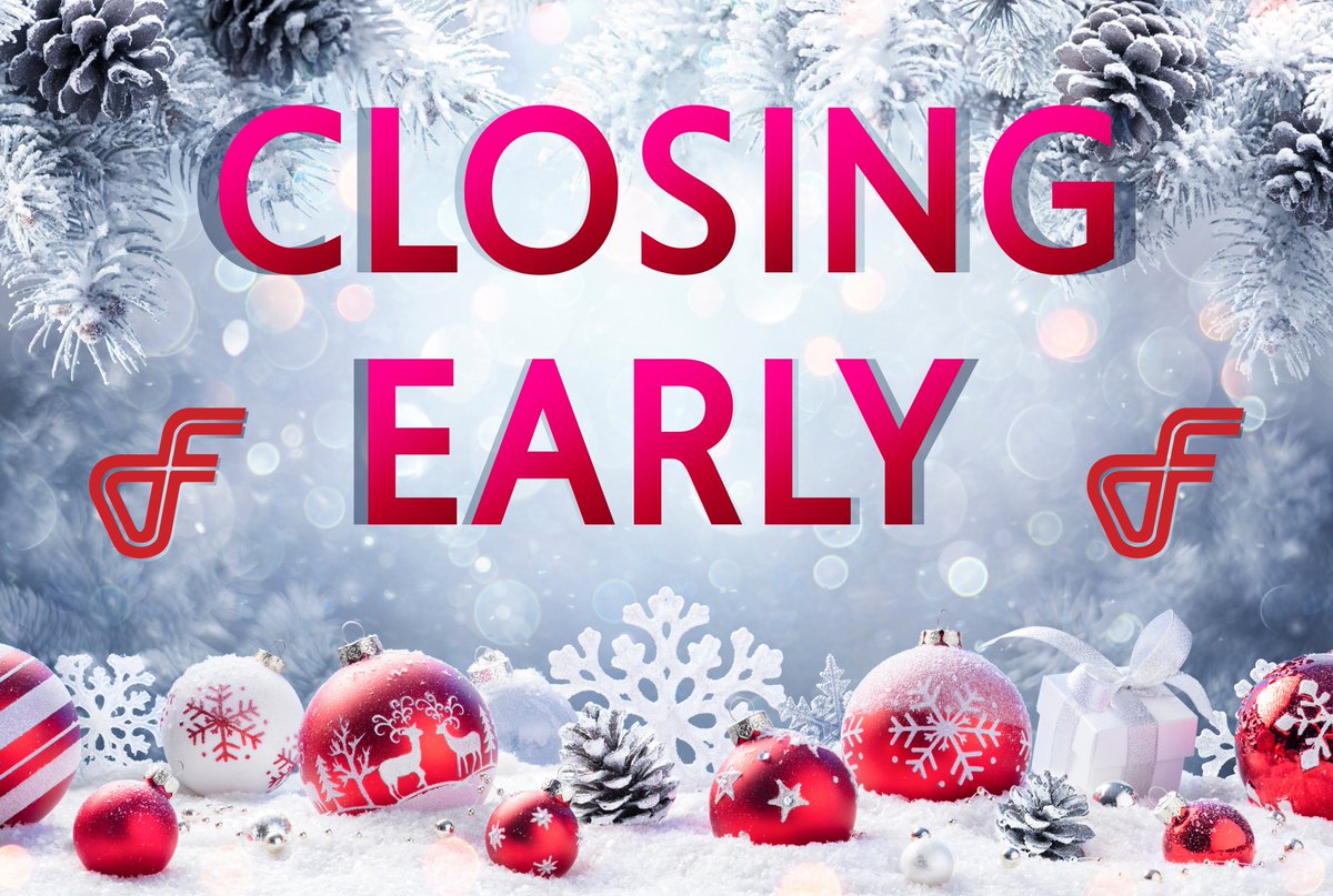 FergusonKia's tweet photo. 𝗔𝗟𝗘𝗥𝗧: Our store will be 𝗰𝗹𝗼𝘀𝗶𝗻𝗴 𝗲𝗮𝗿𝗹𝘆, this Saturday (Dec. 17). We will be closing at 6pm. We will return to normal business hours on Monday (Dec. 19). We apologize for any inconvenience.
#MerryChristmas #HappyHolidays 🎄☃️🎅 https://t.co/fnwTNBwXJS