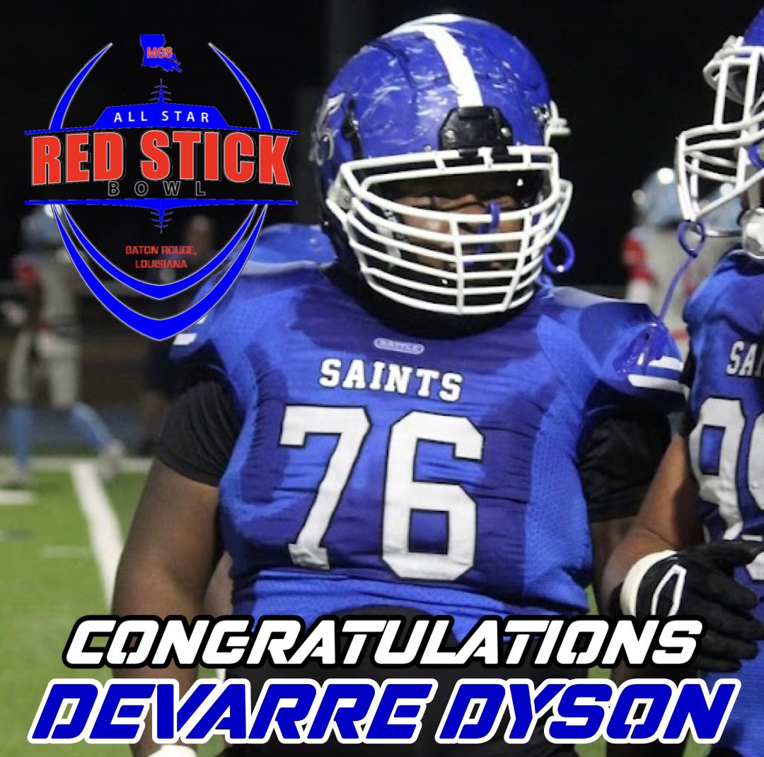 WFHS_FB's tweet photo. Come out to Zachary High School tomorrow at 3PM to cheer on Senior Devarre Dyson in the 2022 Red Stick Bowl! #WEAreWestFel⚜️ https://t.co/HQPrV6TWIi