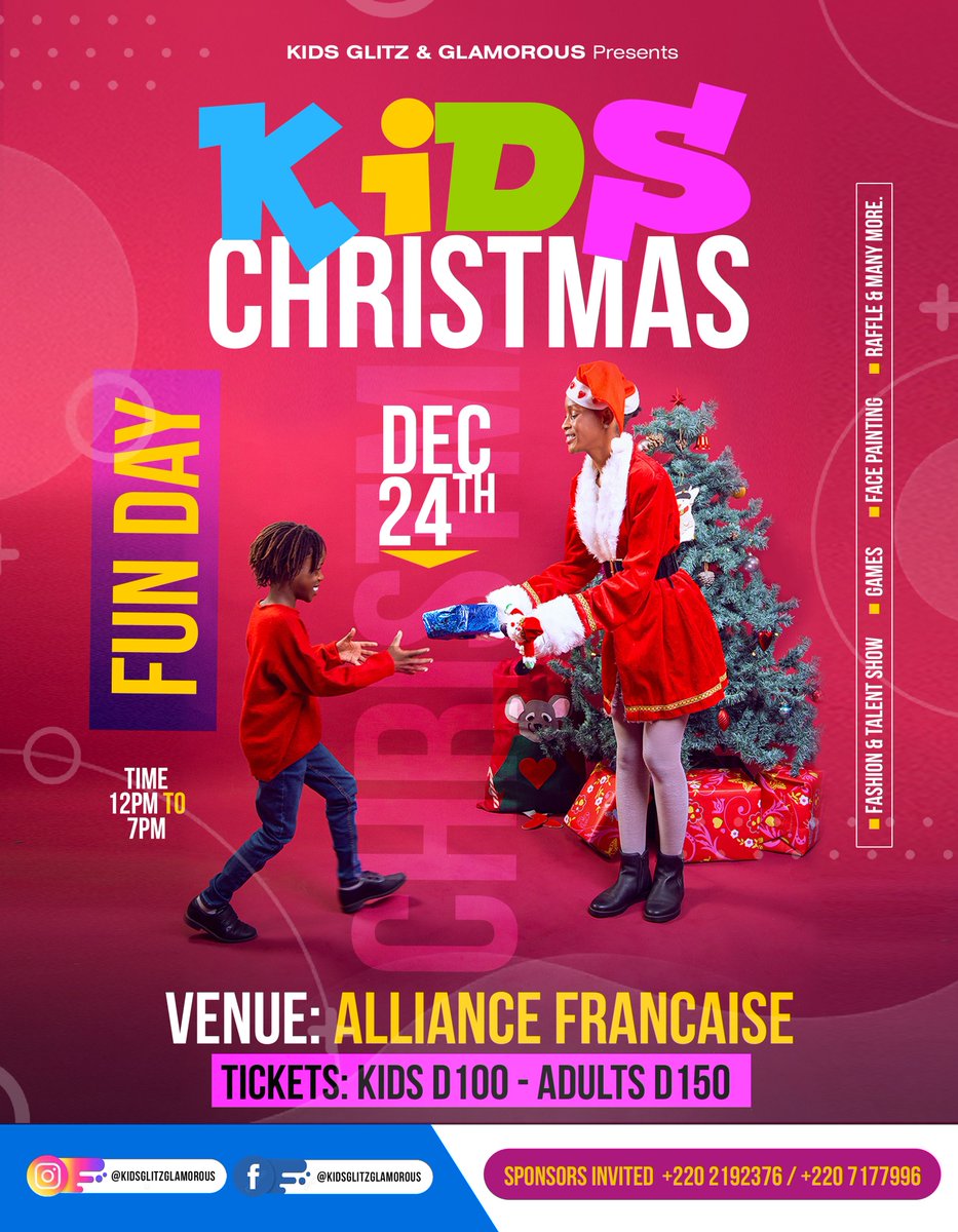 kidsglitzgla's tweet photo. 🎄Christmas is doing a little something extra for someone🥰❤️, celebrating the ho ho holidays!🎅

Join us at Alliance Francaise 24th December from 12-7pm for Christmas funday👨‍👩‍👧

Don't miss it 🚫 https://t.co/ncNjqMypA2