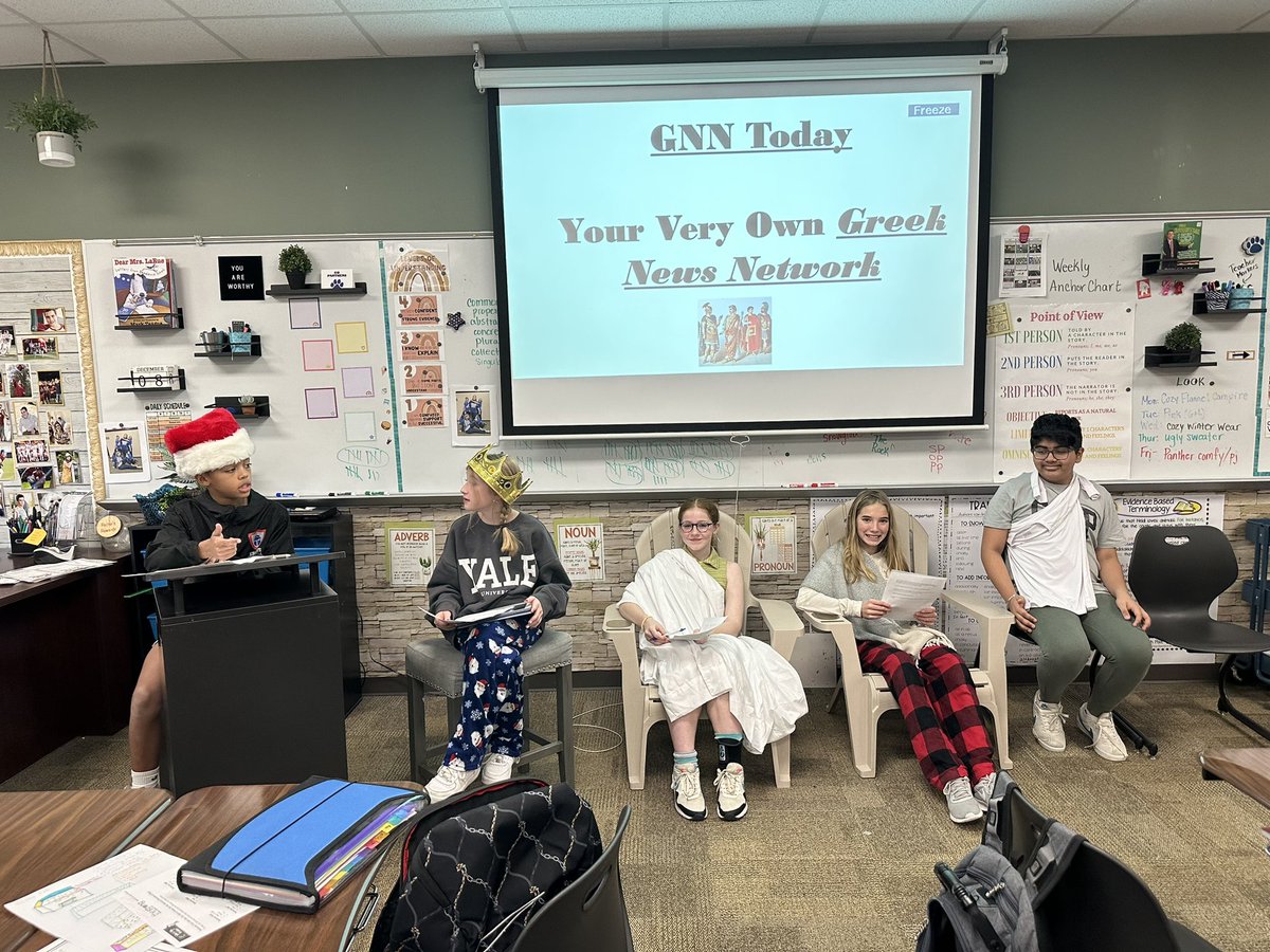 amyreiter's tweet photo. Ss researched, wrote scripts, and performed the various types of governments in Ancient Greece via guests on a talk show. Meaningful and significant q and a’s + lots of fun! @HJHPanthers https://t.co/pawLWI2p3B