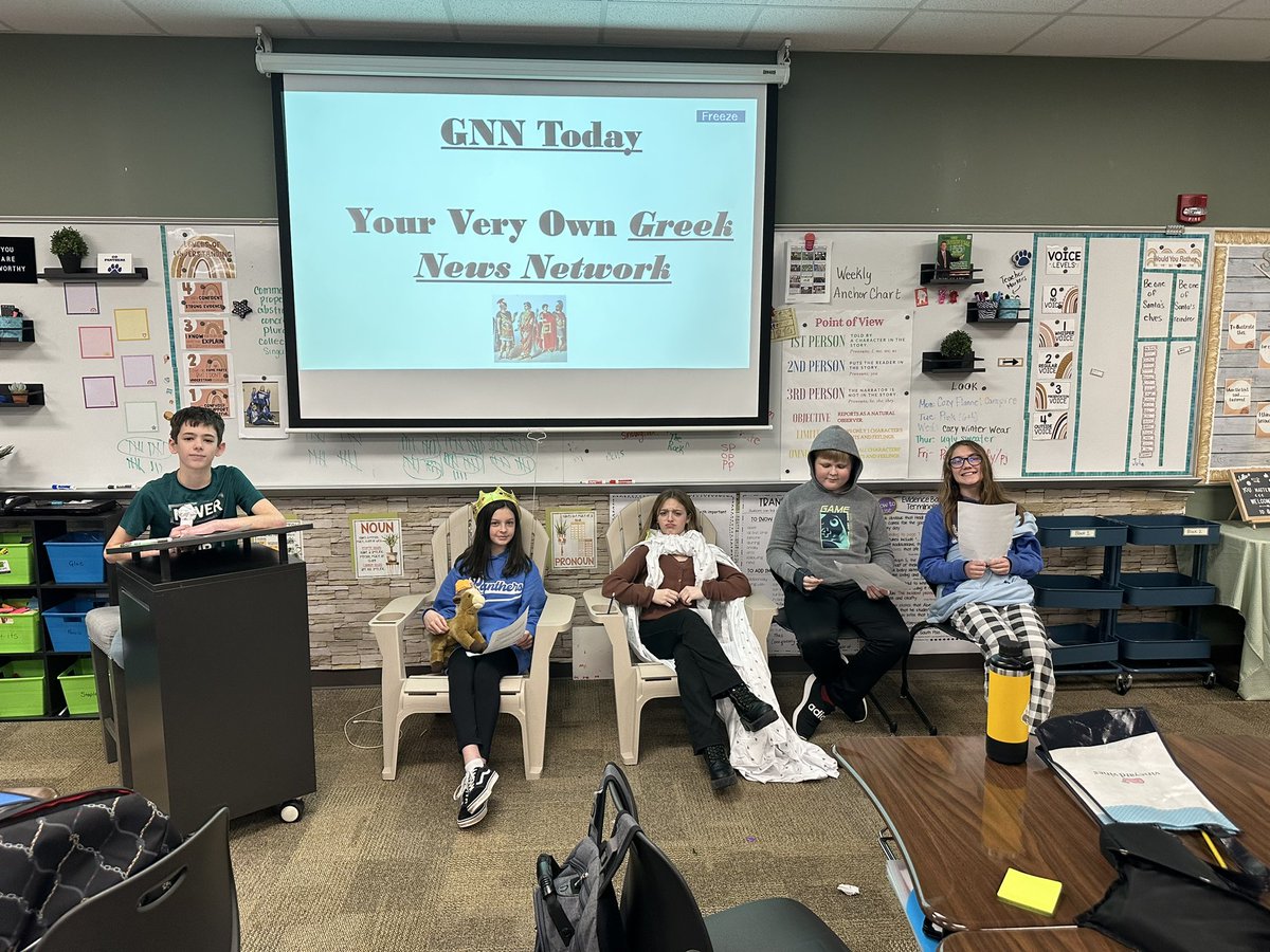 amyreiter's tweet photo. Ss researched, wrote scripts, and performed the various types of governments in Ancient Greece via guests on a talk show. Meaningful and significant q and a’s + lots of fun! @HJHPanthers https://t.co/pawLWI2p3B