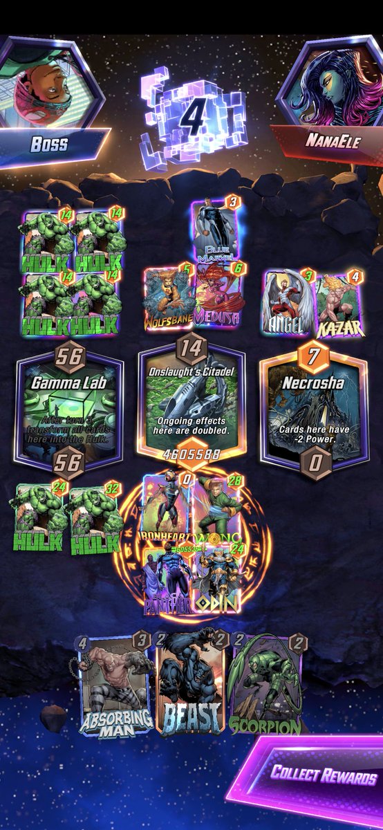 baldjj's tweet photo. @MARVELSNAP Just did this in a match and had to share. New record for me, got Black Panther to over 4 million power. https://t.co/W1JdOxjA69