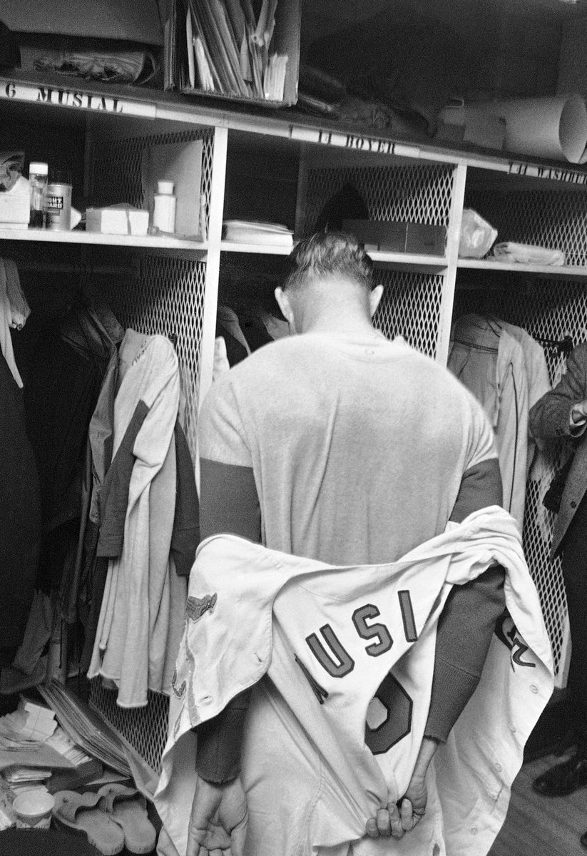 AugieNash's tweet image. I've been asked several times what is my favorite Cardinals photo. There are so many - but if I had to choose just one, it would be this one. Stan Musial removing his jersey for the very last time after his final game on September 29, 1963. #STLCards