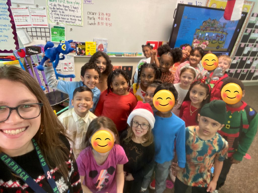 CortneyMcdowell's tweet photo. Crazy to think we are halfway through the year🤪love this sweet group of firsties ❤️ @CaprockES #firstgrade #timeforwinterbreak https://t.co/Rv8B4qibc8
