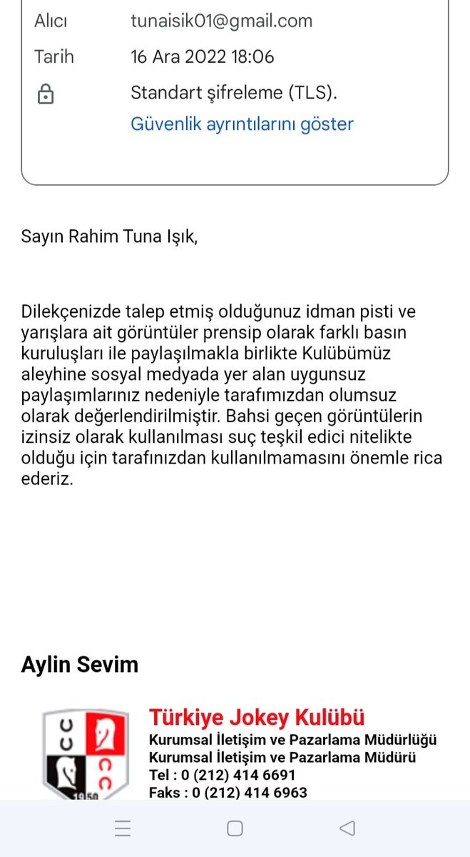 tunaisiktv01's tweet photo. Tüm yarışseveler adına attığım bu twiti beni zerre seven dostlarımdan Rt ve Fv yapmalarını rica ediyorum 

@_TJK_ nın Şahsıma uygulanan bu haksızlığı aslında sizlere yaptılar 

Sesimi duyurmama yardımcı olurmusunuz 

Evraklar ekte görebilirsiniz 

@VahitKirisci @YkkGovTr @_TJK_ https://t.co/014rFtbI27