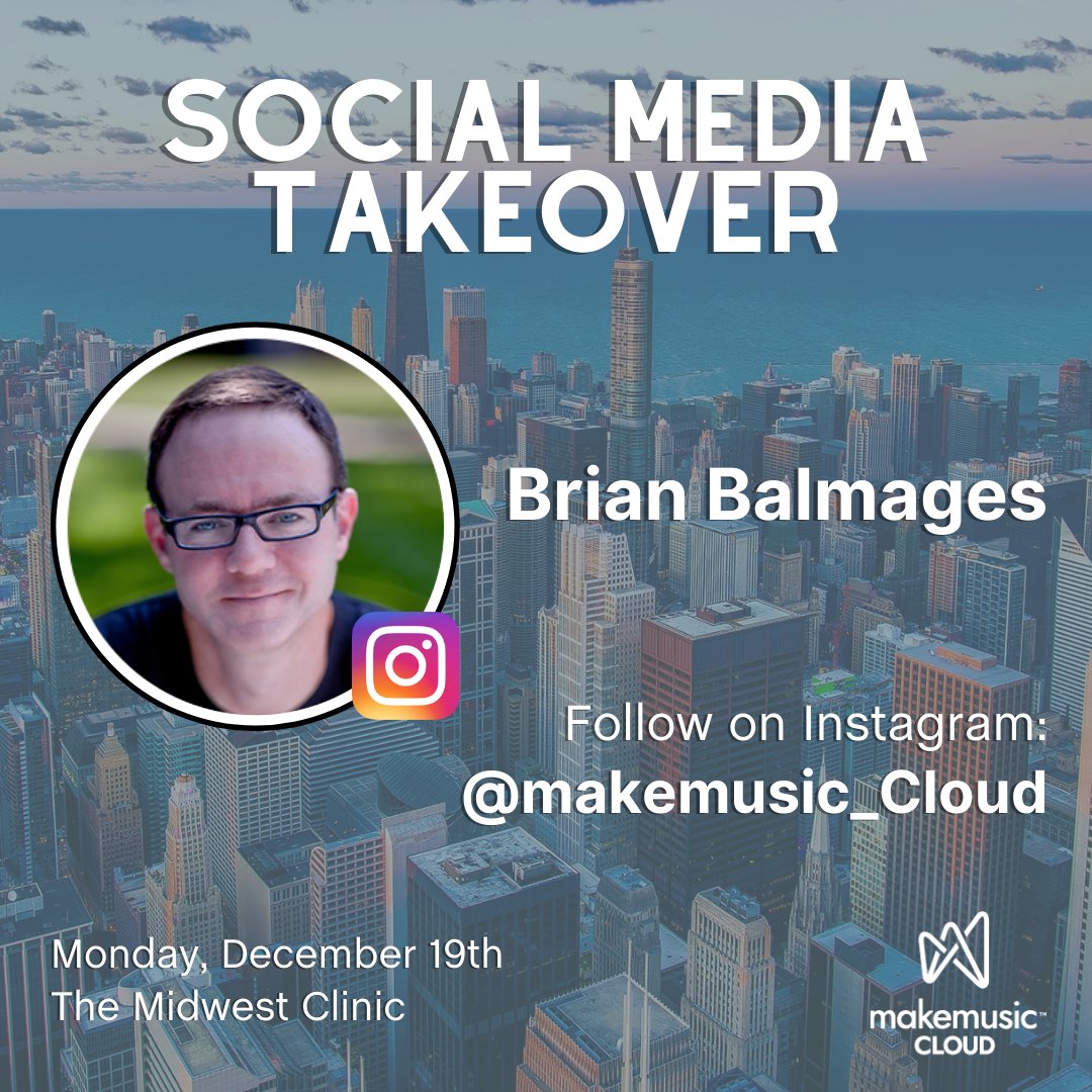 MakeMusic Cloud (@makemusic_cloud) on Twitter photo <a href="/BrianBalmages/">Brian Balmages</a> will take over our social media on Monday, December 19th, from <a href="/midwestclinic/">The Midwest Clinic</a>. Join for an AMA, behind-the-scenes looks, and more shenanigans. Follow along at <a href="/makemusic_cloud/">MakeMusic Cloud</a> on Instagram.
Have a question for Brian? Submit it here: forms.gle/XNQwsKxB9Xf92H… <a href="/BrianBalmages/">Brian Balmages</a> will take over our social media on Monday, December 19th, from <a href="/midwestclinic/">The Midwest Clinic</a>. Join for an AMA, behind-the-scenes looks, and more shenanigans. Follow along at <a href="/makemusic_cloud/">MakeMusic Cloud</a> on Instagram.
Have a question for Brian? Submit it here: forms.gle/XNQwsKxB9Xf92H…